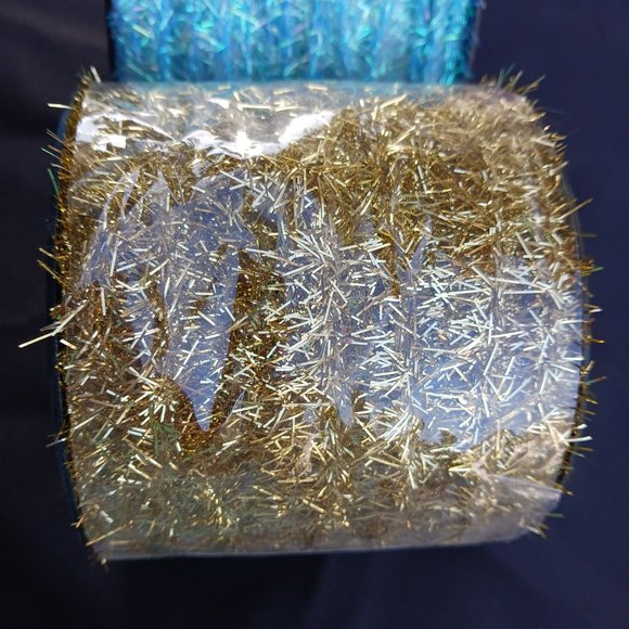 4 Rolls of Assorted Colored Wire Tinsel Pink, Green Gold and Aqua - Picture 7 of 8